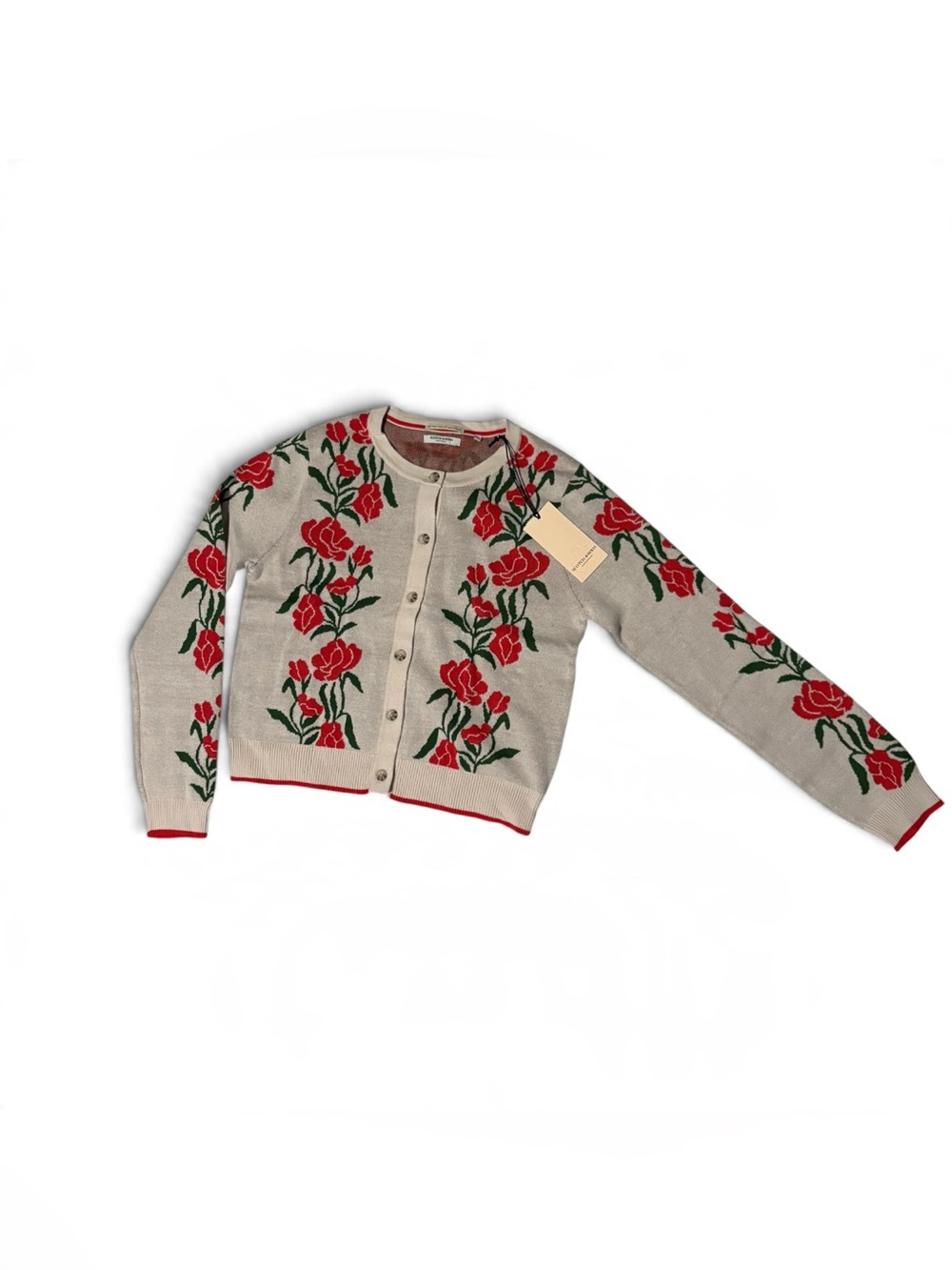 Scotch & Soda Poinsettia Crewneck 100% Cotton Cardigan Sweater Size Med-NWT - Picture 3 of 16
